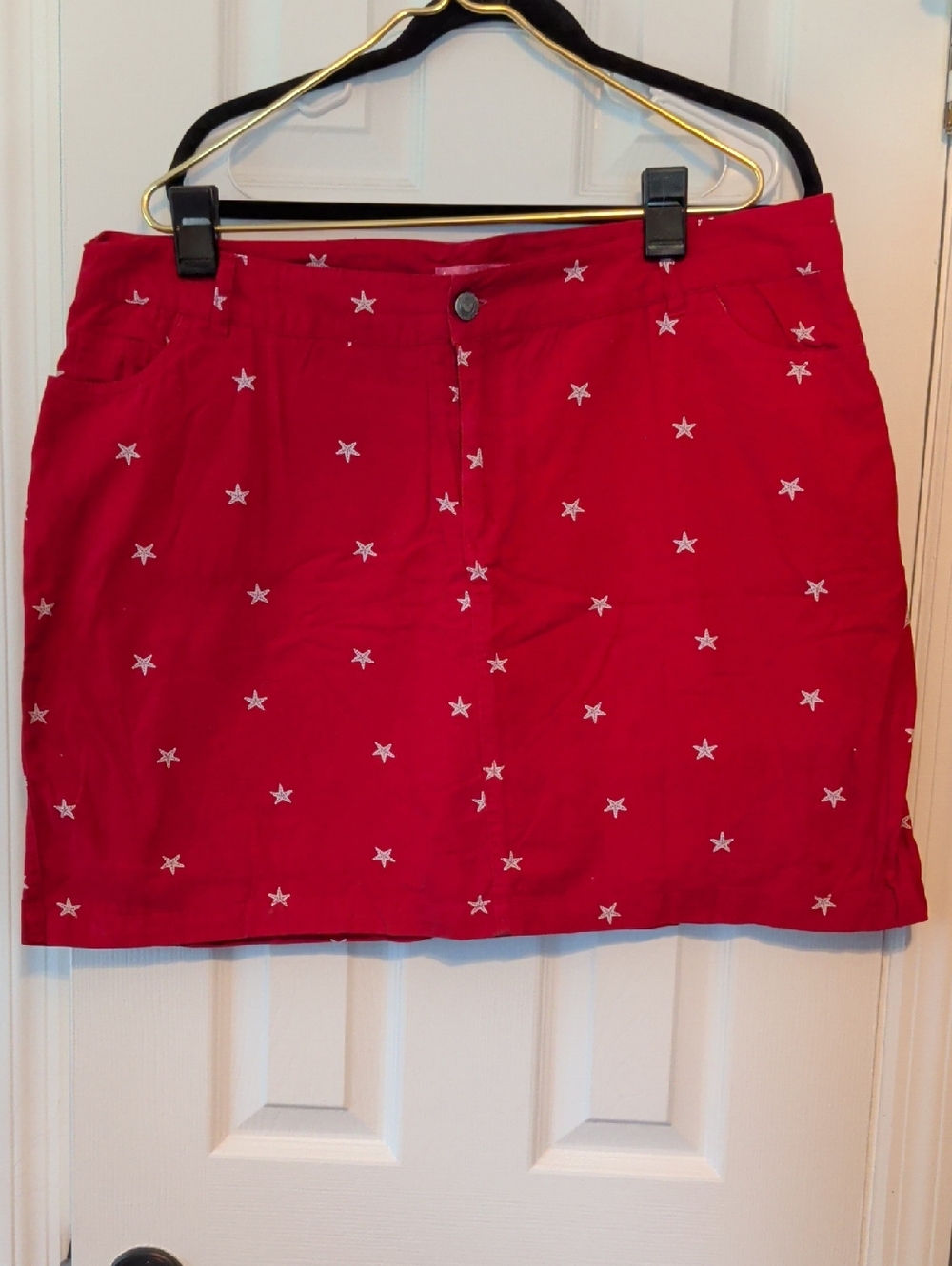 Woman Within Red Mini Skort with White Stars Sz 18W